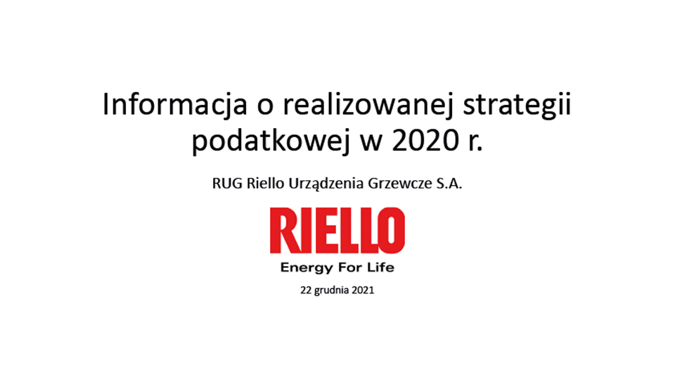 Informacja o realizowanej strategii podatkowej w 2020 r