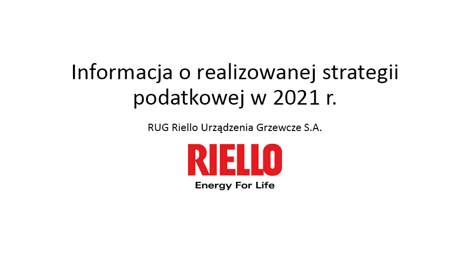 Informacja o realizowanej strategii podatkowej w 2021 r